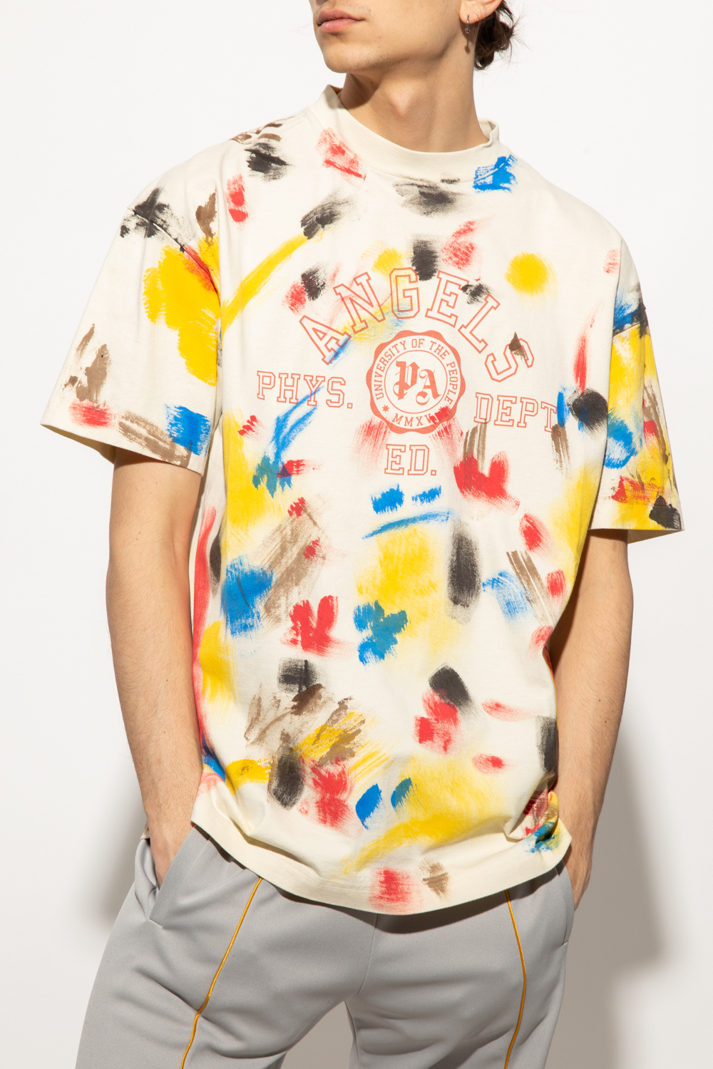 Palm Angels T-shirt with paint-splatter treatment | Men's Clothing